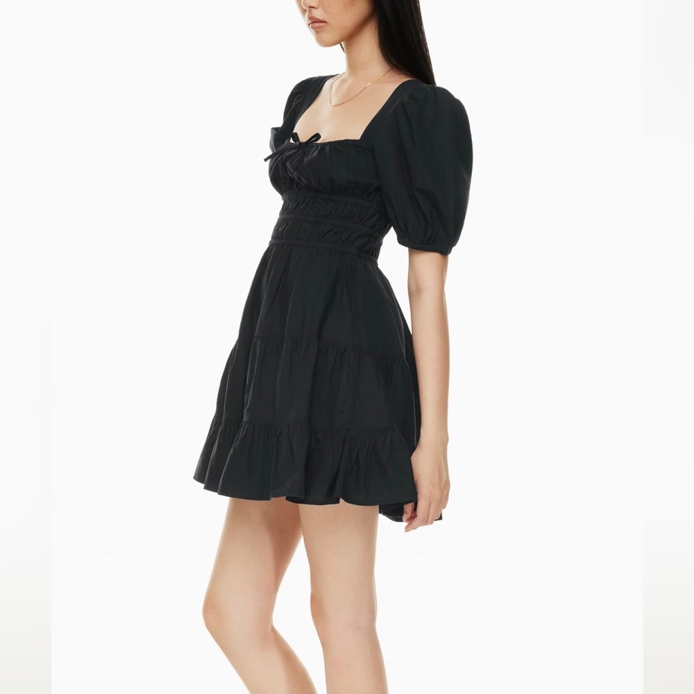 NWT Aritzia Sunday Best MARTINE Puff Short Sleeve Mini Dress XS Black Cotton